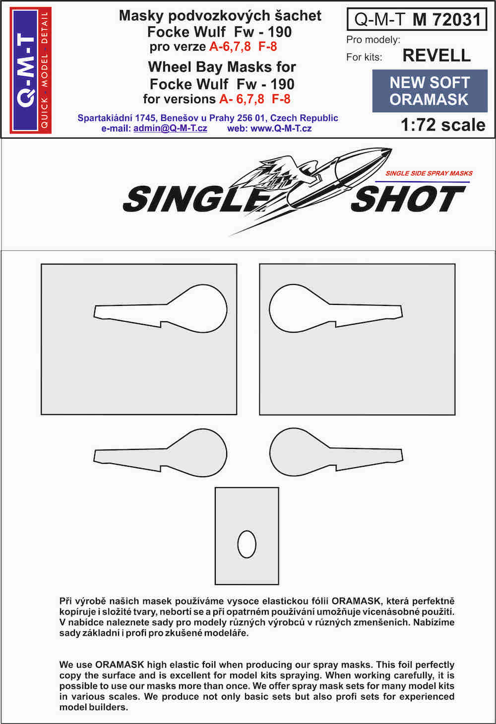 Q-M-T QMTM72031 1:72 Focke-Wulf Fw-190A-8/Fw-190F-8 wheel bay paint masks