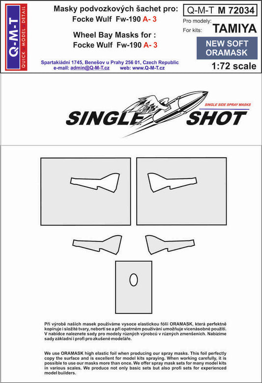 Q-M-T QMTM72034 1:72 Focke-Wulf Fw-190A-3 wheel bay paint masks