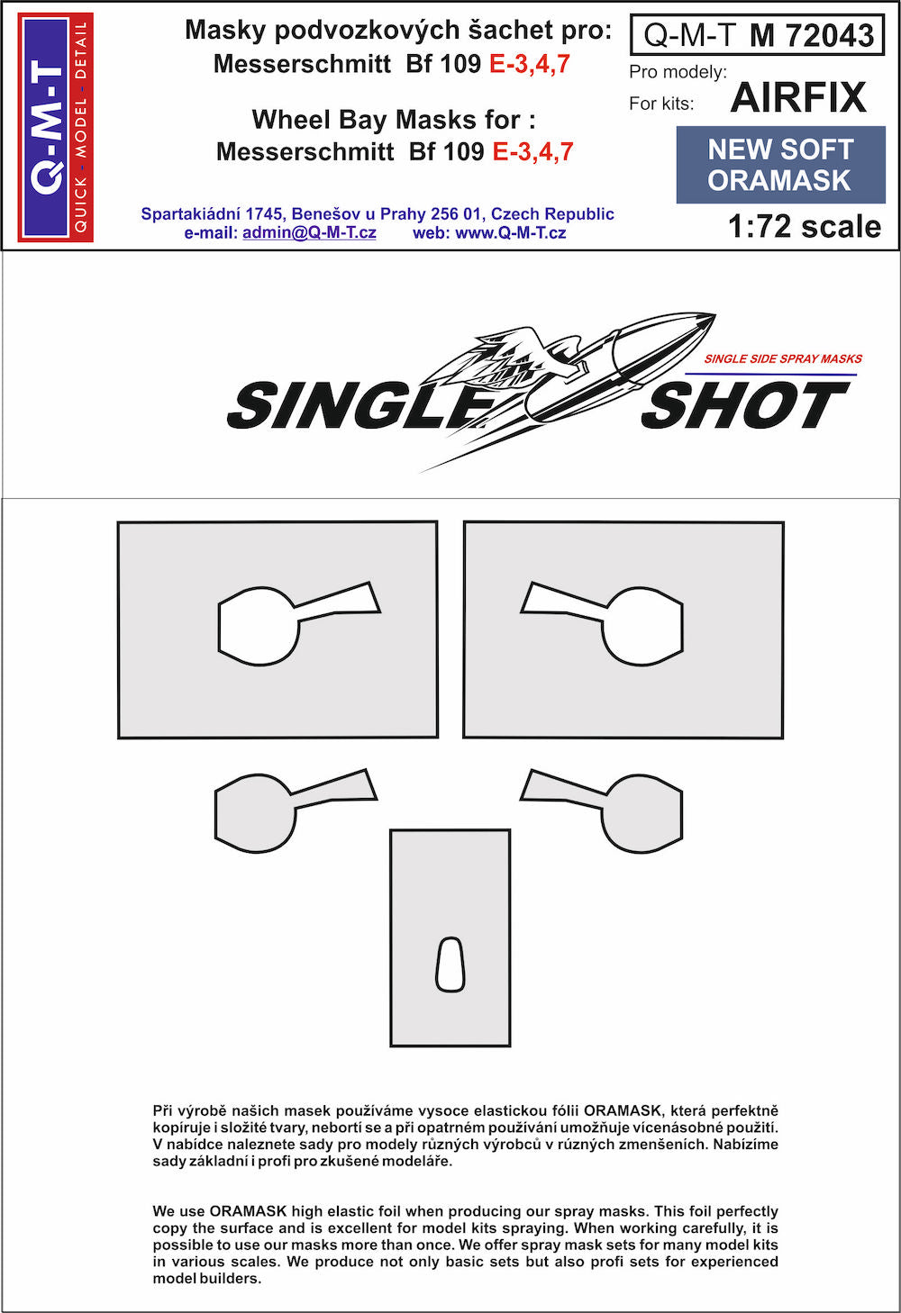 Q-M-T QMTM72043 1:72 Bf-109E-3/4/7 Wheel Bay Paint Masks
