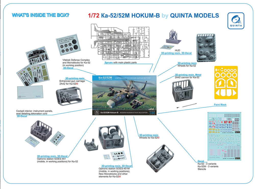Quinta Studio QNT4002 1:48 Ka-52/52M Zvezda Model with 3D Parts