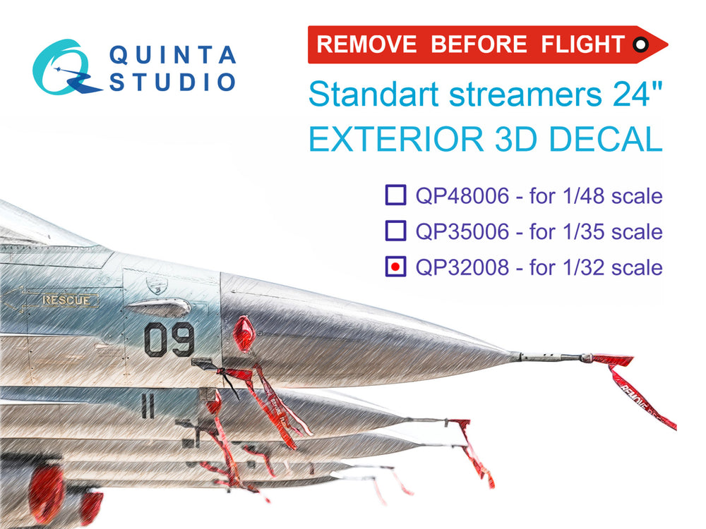 Quinta Studio QP32008 1:32 Remove Before Flight Streamers 24in 20 Pcs