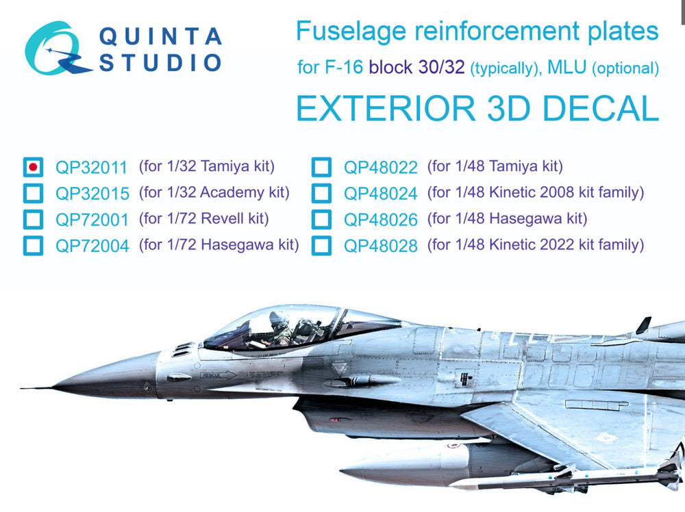 Quinta Studio QP32011 1:32 F-16C block 30/32 reinforcement plates