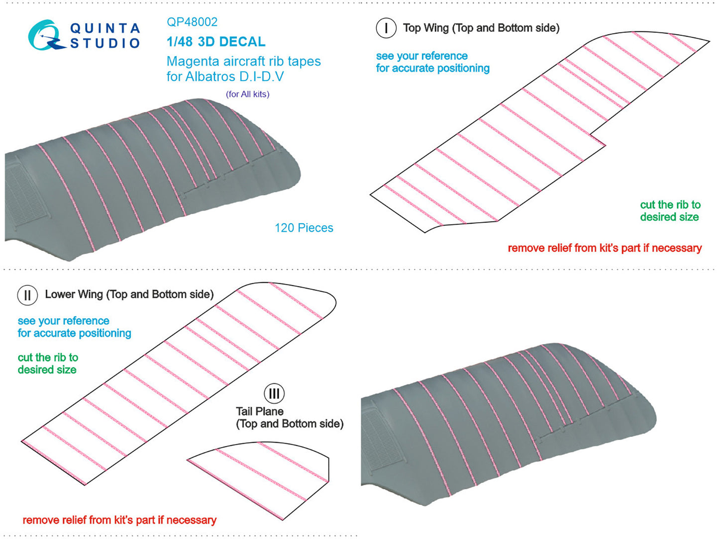 Quinta Studio QP48002 1:48 Magenta rib tapes Albatros D.I/D.V