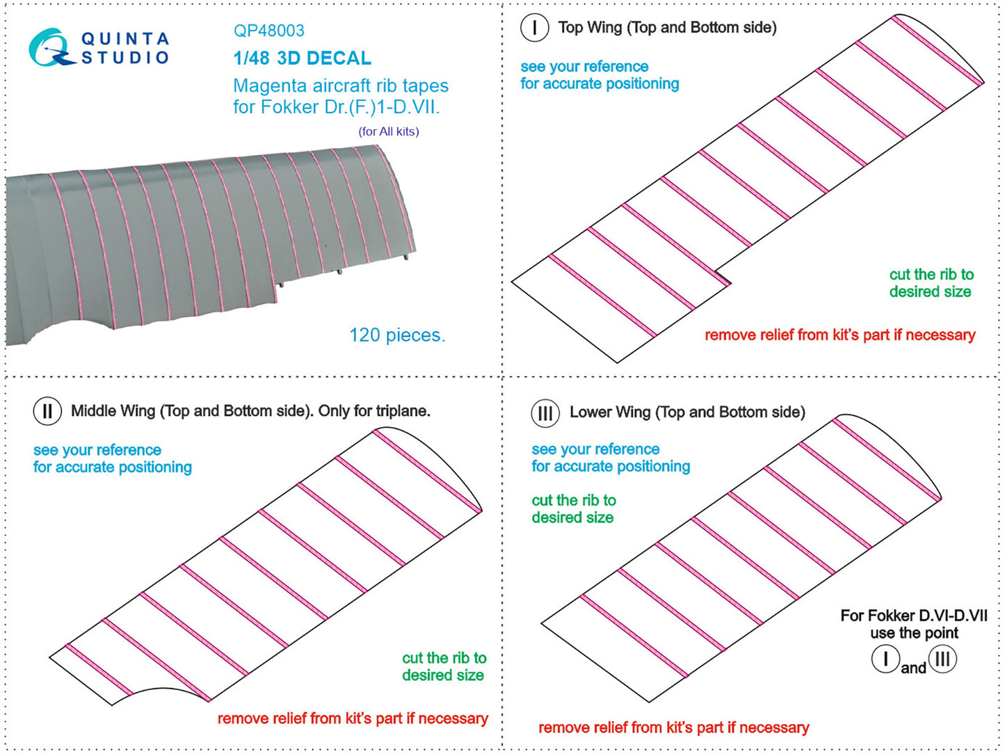Quinta Studio QP48003 1:48 Magenta rip tapes for Fokker Dr.