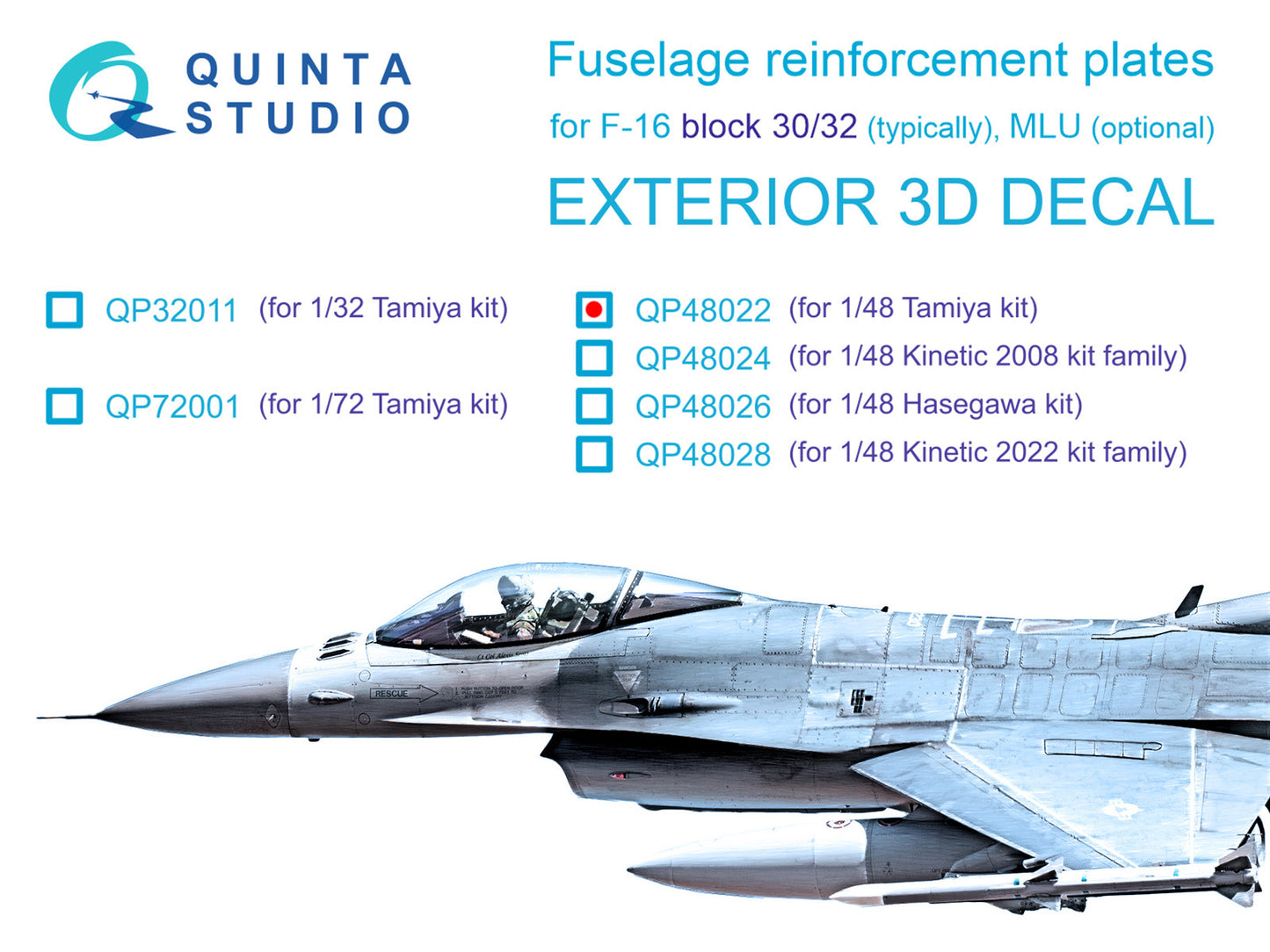 Quinta Studio QP48022 1:48 F-16C Block 30/32 Reinforcement Plates