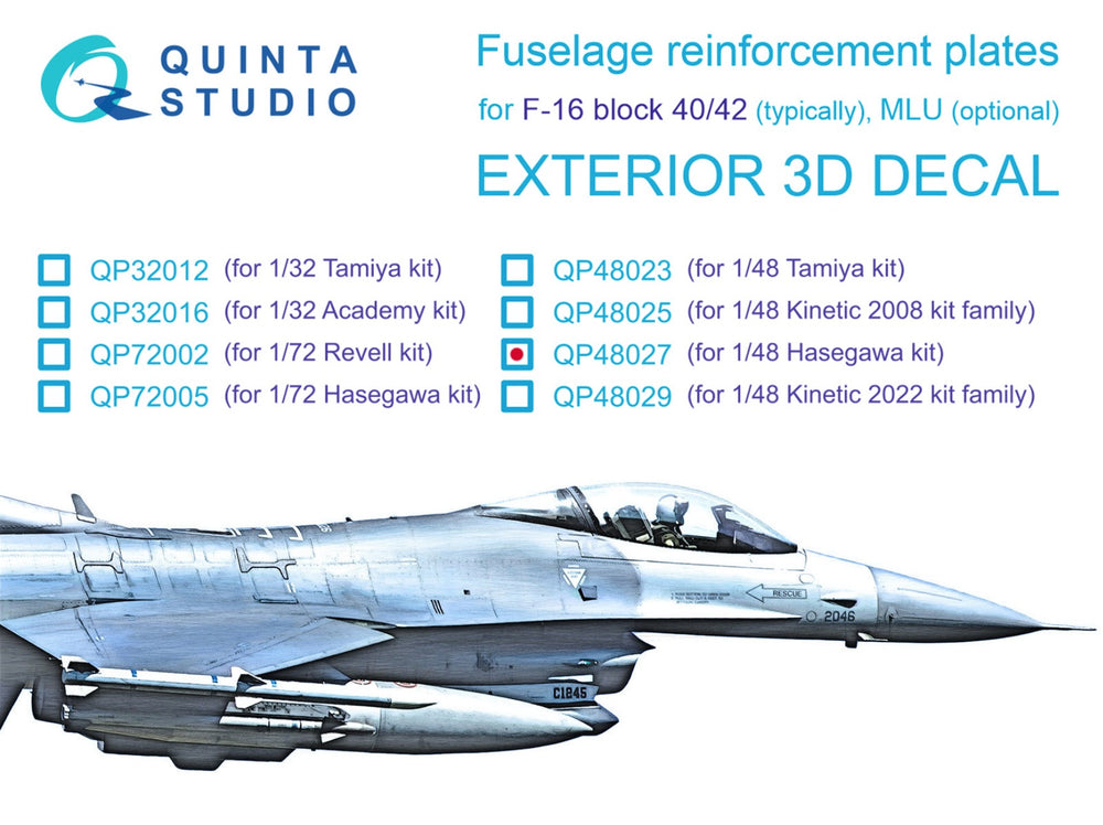 Quinta Studio QP48027 1:48 F-16C/D Block 40/42 Reinforcement Plates