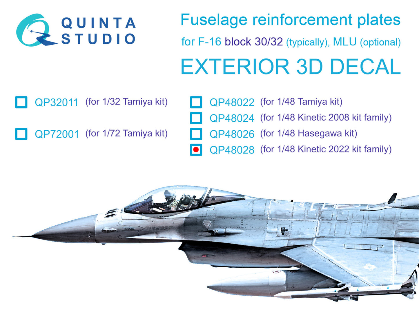 Quinta Studio QP48028 1:48 F-16C block 30/32 reinforcement plates