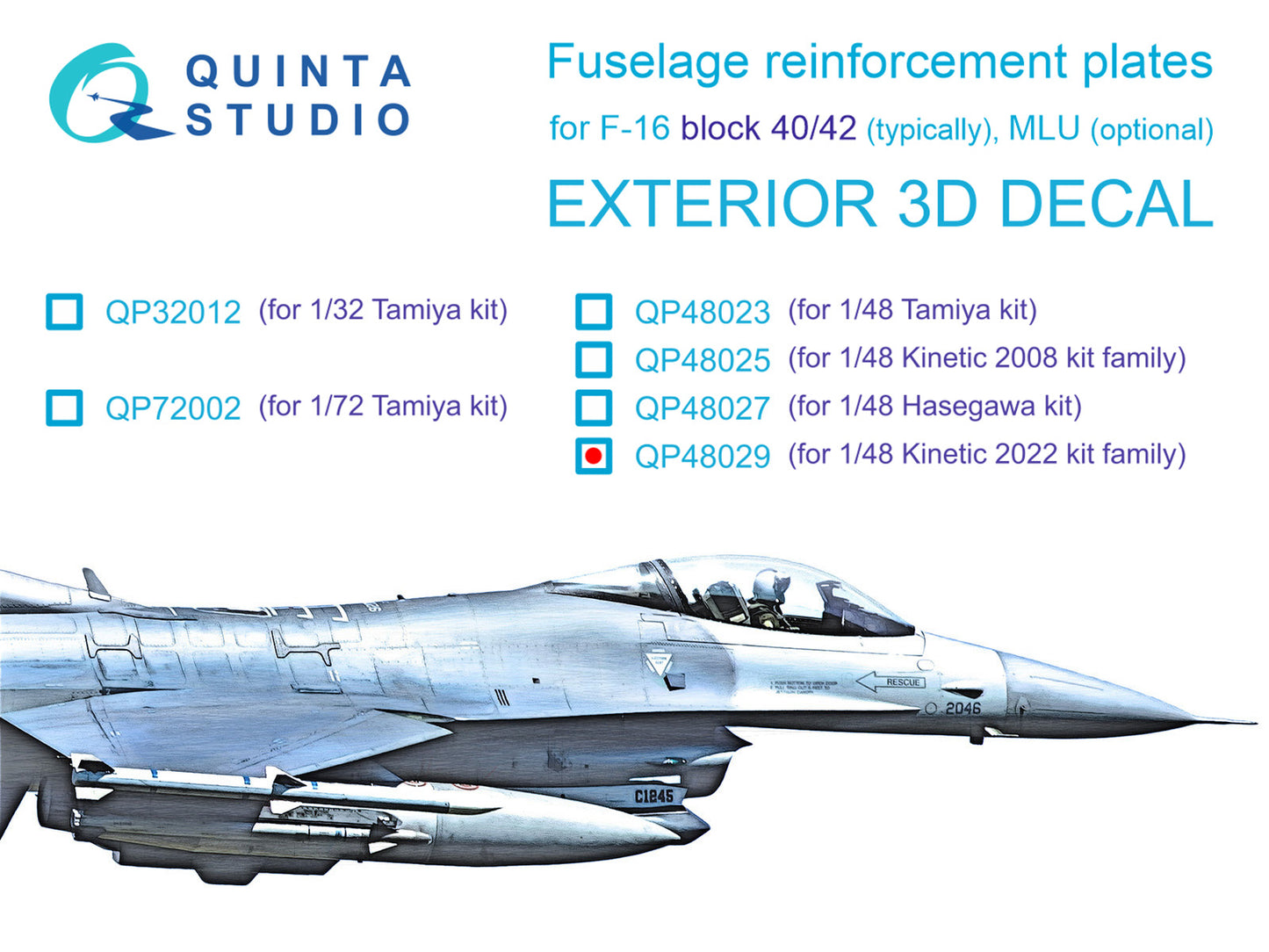 Quinta Studio QP48029 1:48 F-16C block 40/42 reinforcement plates