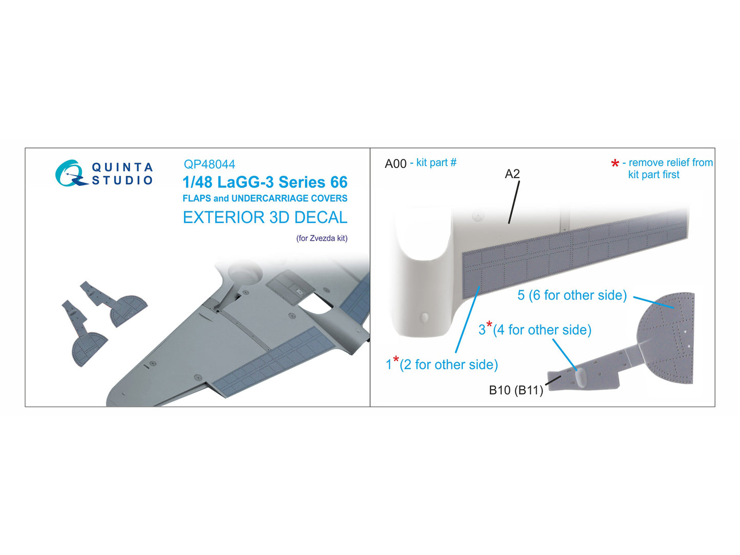 Quinta Studio QP48044 1:48 Lavochkin LaGG-3 Series 66 Flaps & Covers