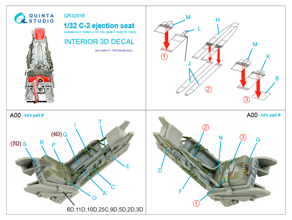 Quinta Studio QR32016 1:32 C-2 seat for Lockheed F-104 family