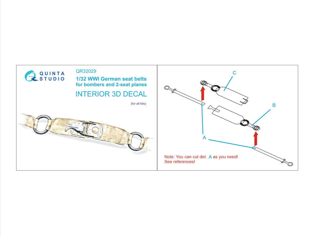 Quinta Studio QR32029 1:32 WWI German seats Belts for bombers