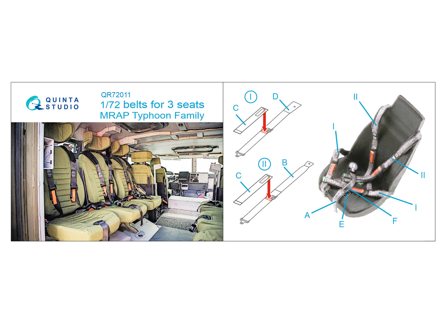 Quinta Studio QR72011 1:72 MRAP Typhoon-K Family seatbelts, for 3 seats,