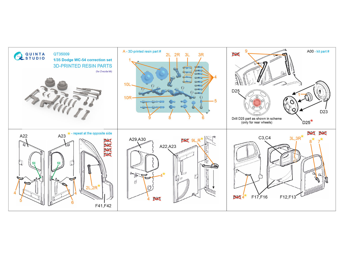 Quinta Studio QT35009 1:35 Dodge WC-54 detailing set