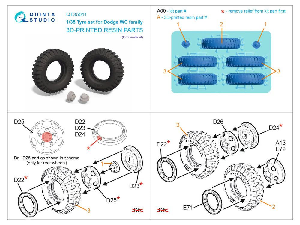 Quinta Studio QT35011 1:35 Dodge WC-54 Family tyre set
