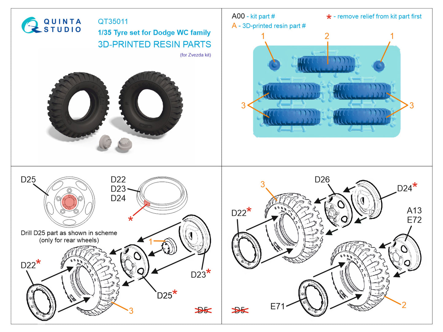 Quinta Studio QT35011 1:35 Dodge WC-54 Family tyre set