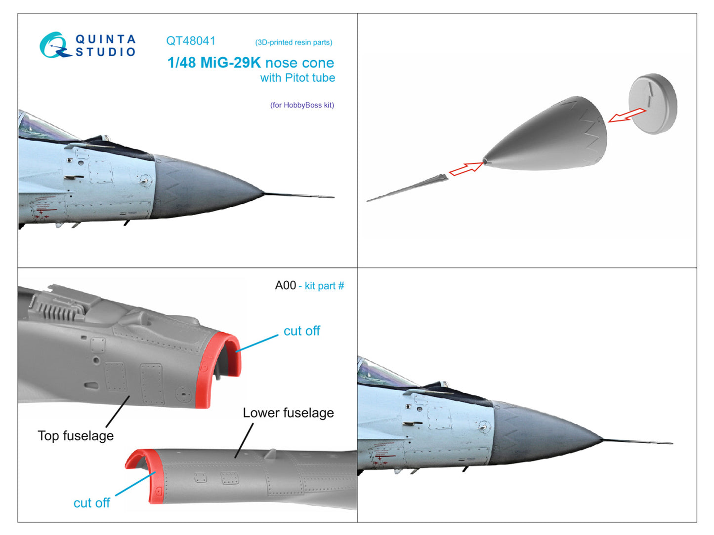 Quinta Studio QT48041 1:48 Mikoyan MiG-29K corrected nose cone