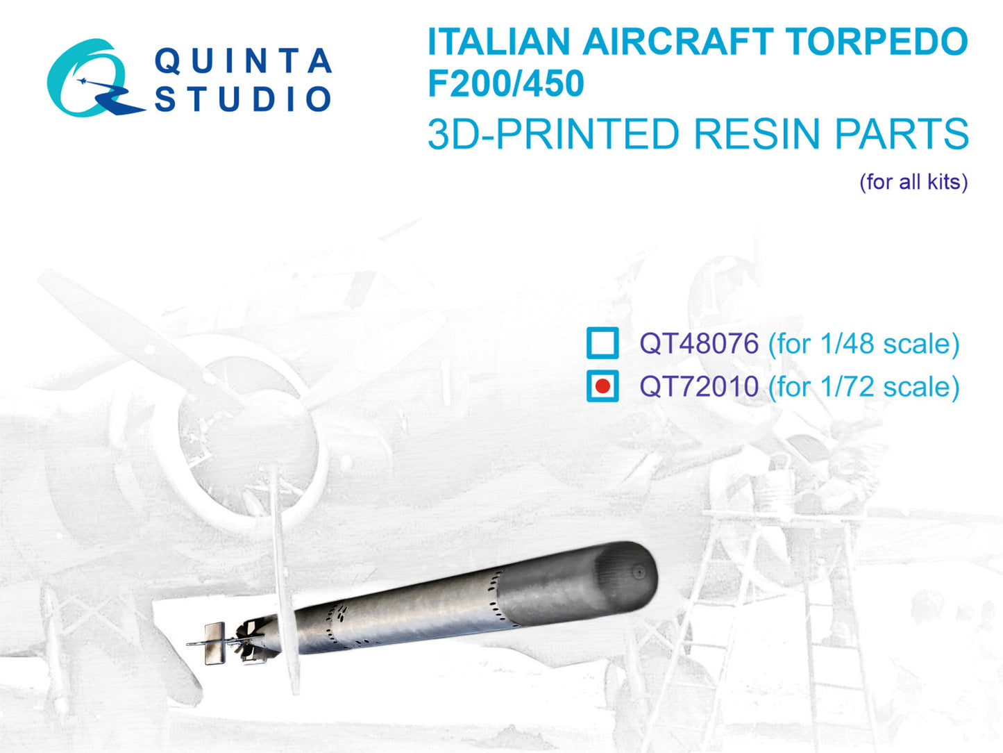Quinta Studio QT72010 1:72 Italian WWII aircraft torpedo F200-450