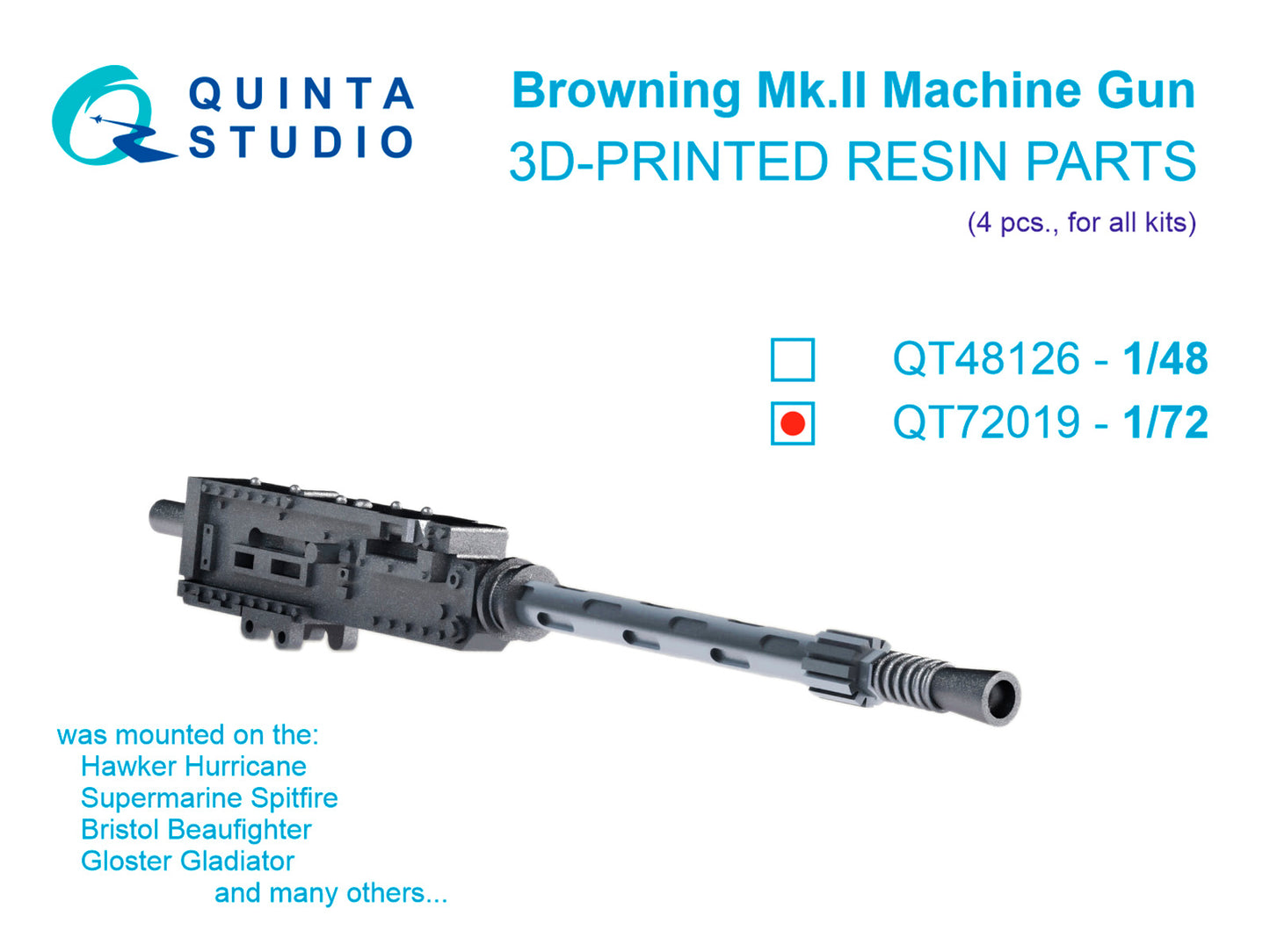 Quinta Studio QT72019 1:72 Browning Mk.II Machine gun, 4 pcs