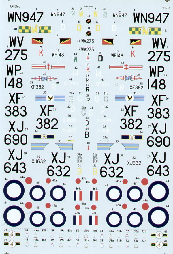 Rafdec RAF7213 1:72 Hawker Hunters