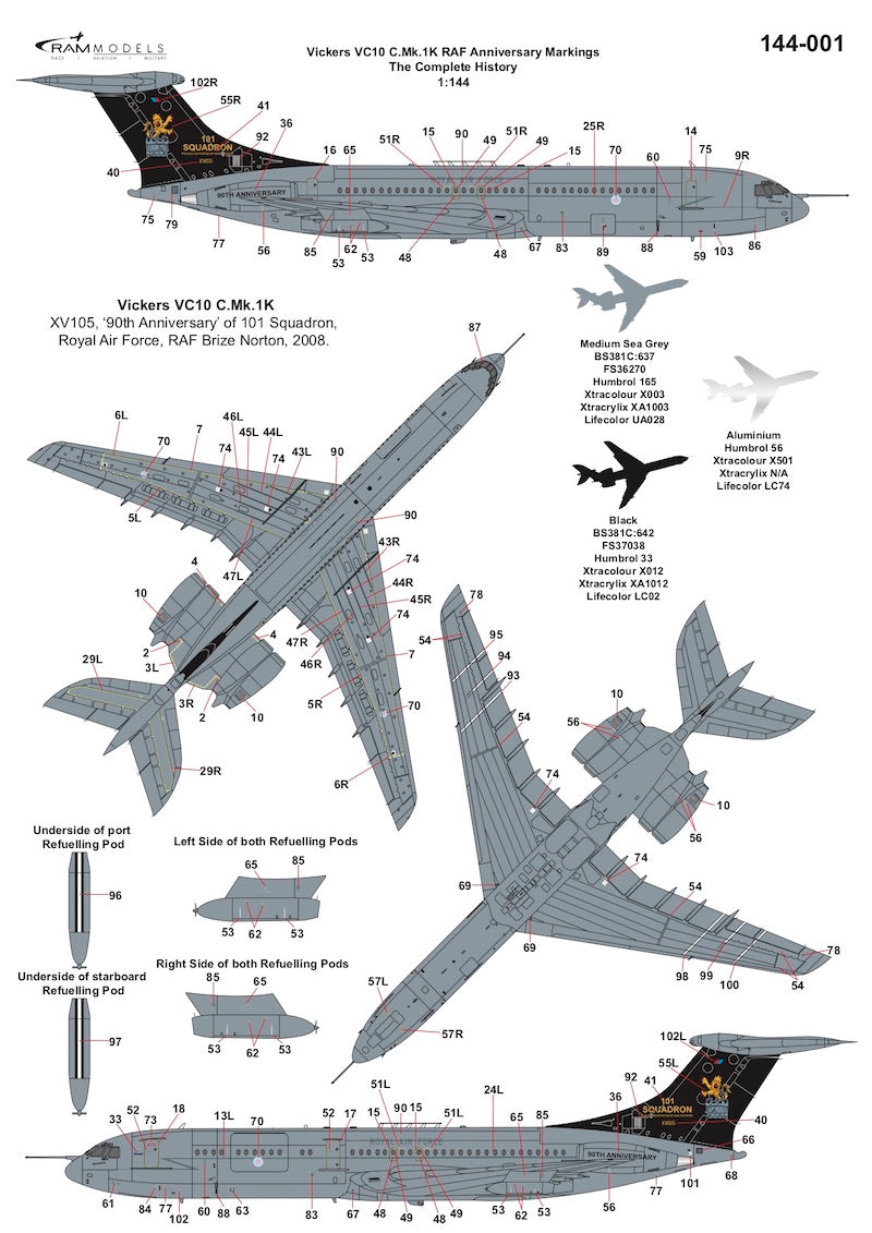 Ram Models RAMM14401 1:144 Vickers VC10C/VC-1C.MK.1K RAF Special Schemes XV104