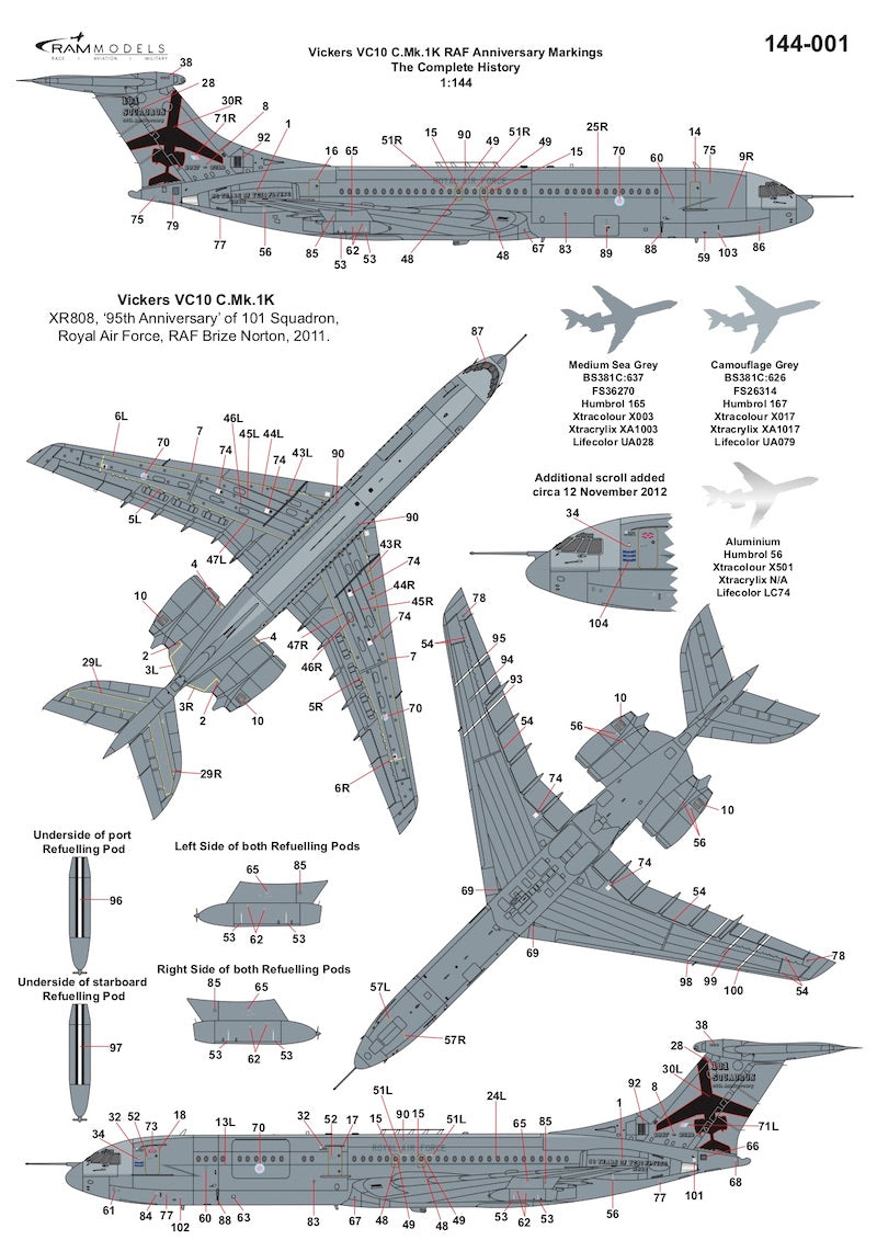 Ram Models RAMM14401 1:144 Vickers VC10C/VC-1C.MK.1K RAF Special Schemes XV104