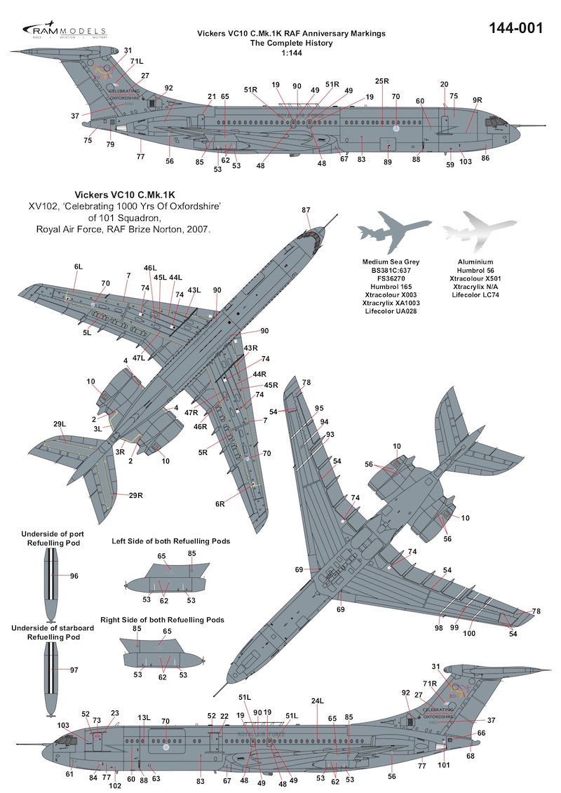 Ram Models RAMM14401 1:144 Vickers VC10C/VC-1C.MK.1K RAF Special Schemes XV104