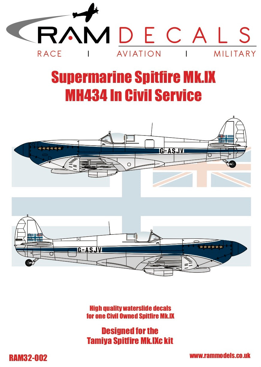 Ram Models RAMM32002 1:32 Spitfire Mk.IX MH434 Civil Scheme