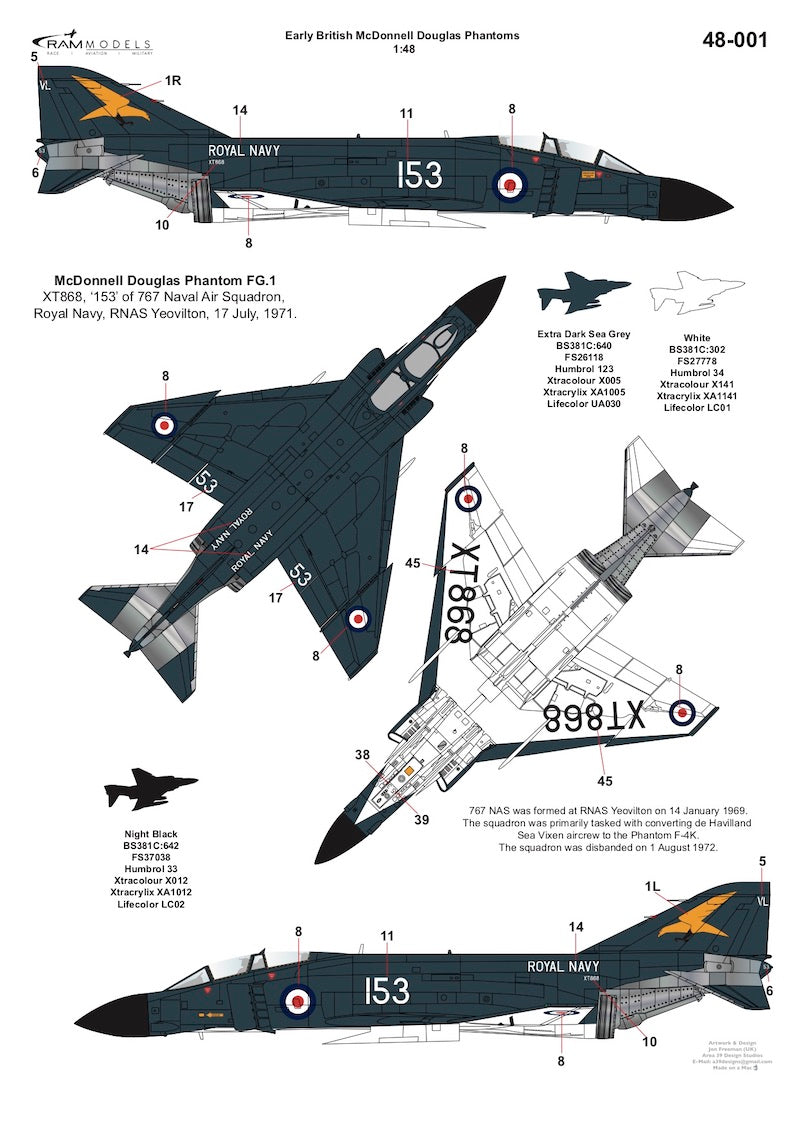 Ram Models RAMM48001 1:48 British Phantom FG.1 XT595 Test Pilot