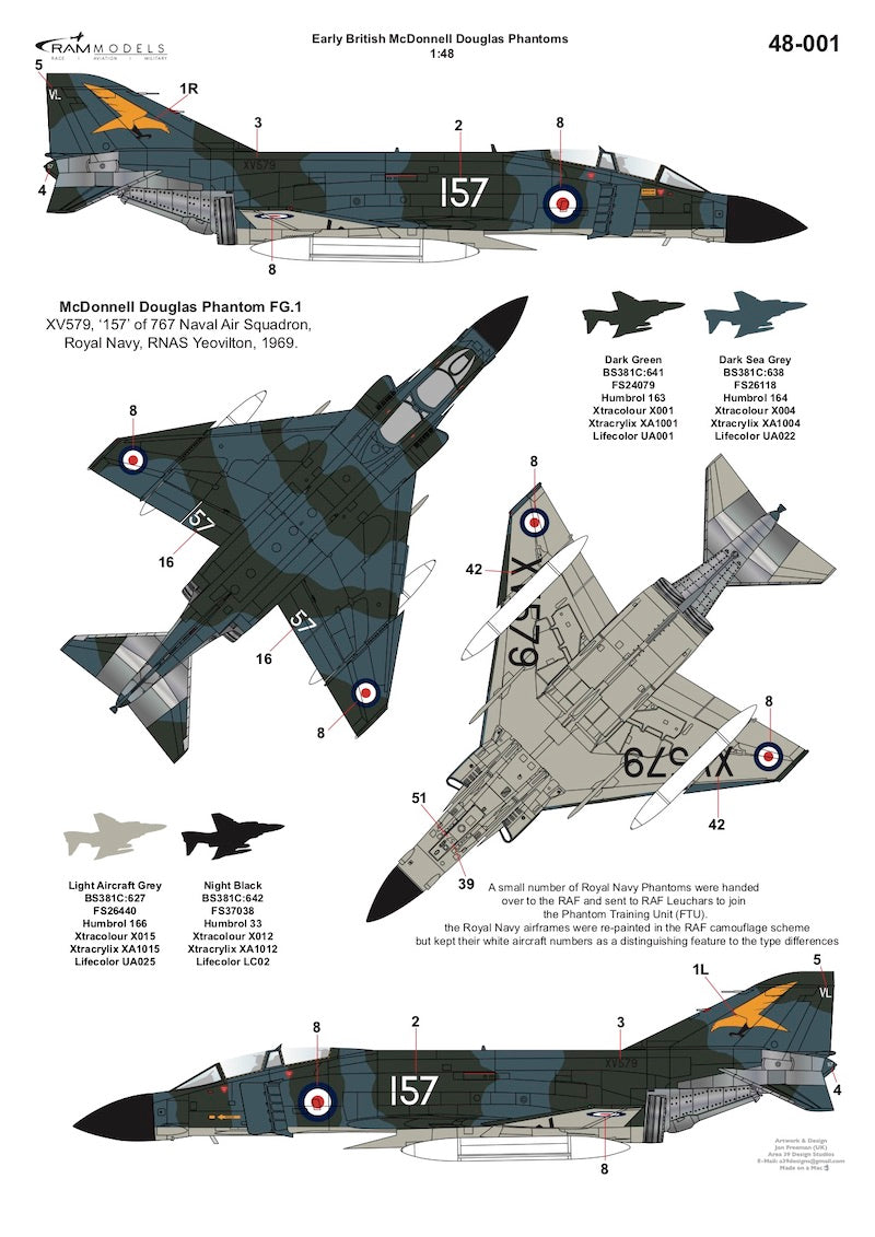 Ram Models RAMM48001 1:48 British Phantom FG.1 XT595 Test Pilot