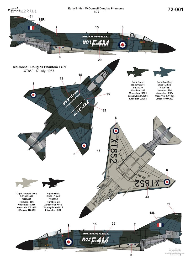 Ram Models RAMM72001 1:72 British Phantom FG.1 XT595 Test Pilot
