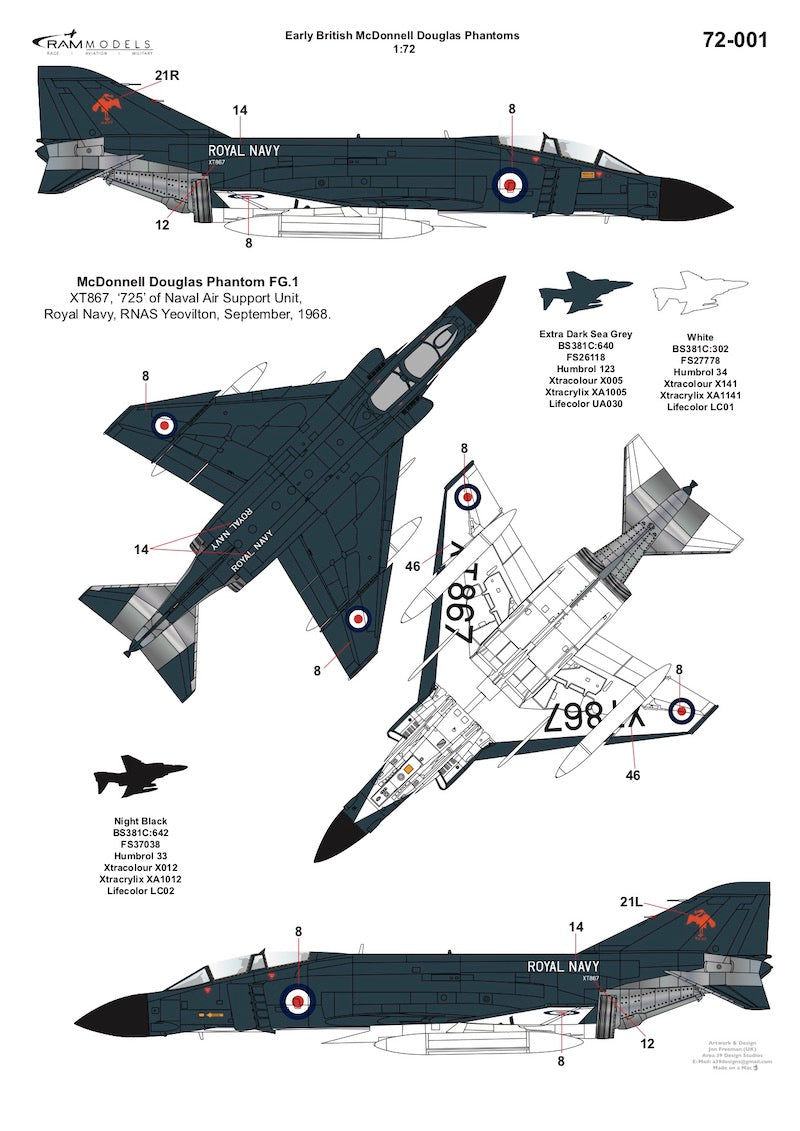 Ram Models RAMM72001 1:72 British Phantom FG.1 XT595 Test Pilot