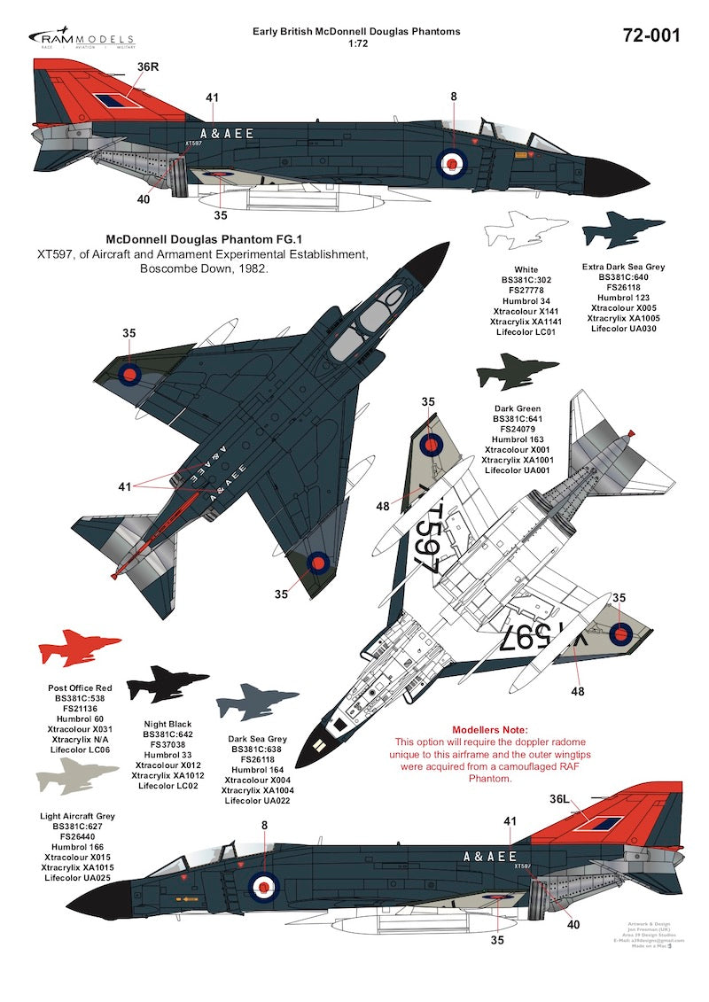 Ram Models RAMM72001 1:72 British Phantom FG.1 XT595 Test Pilot