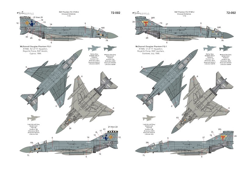 Ram Models RAMM72002 1:72 RAF Phantom FG.1/FGR.2 Unusual Schemes