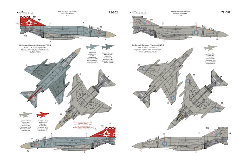 Ram Models RAMM72002 1:72 RAF Phantom FG.1/FGR.2 Unusual Schemes