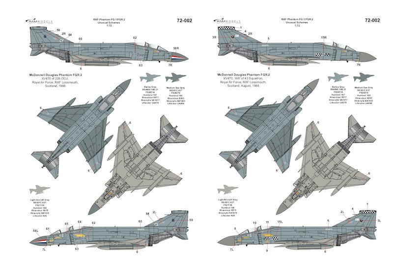 Ram Models RAMM72002 1:72 RAF Phantom FG.1/FGR.2 Unusual Schemes