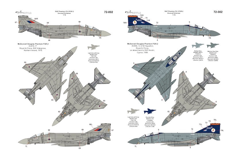 Ram Models RAMM72002 1:72 RAF Phantom FG.1/FGR.2 Unusual Schemes