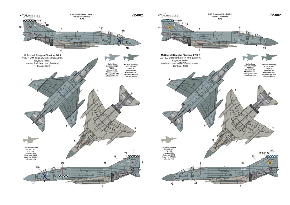 Ram Models RAMM72002 1:72 RAF Phantom FG.1/FGR.2 Unusual Schemes