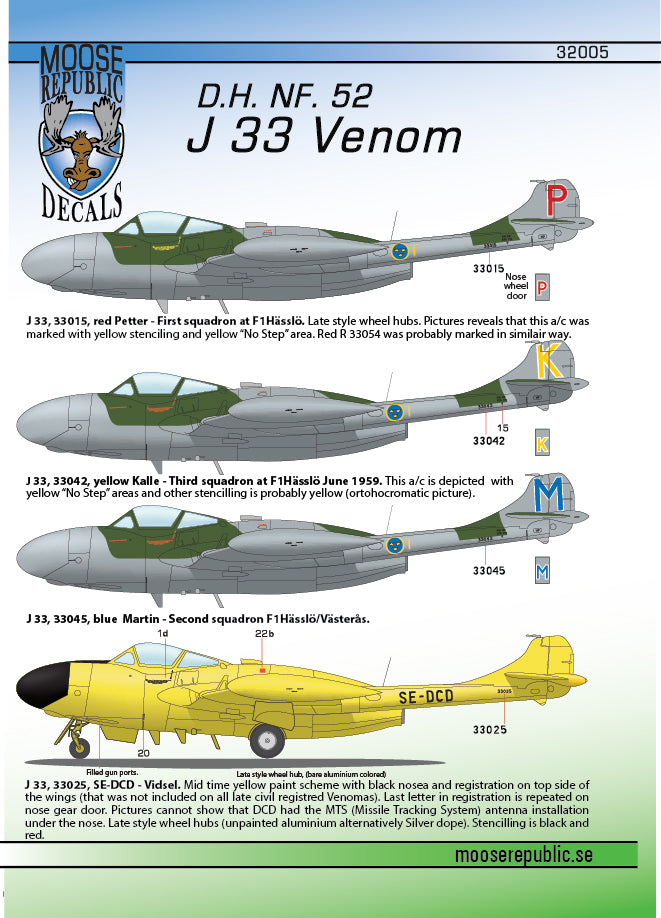 Moose Republic RBDS32005 1:32 de Havilland NF.52 J.33 Sea Venom