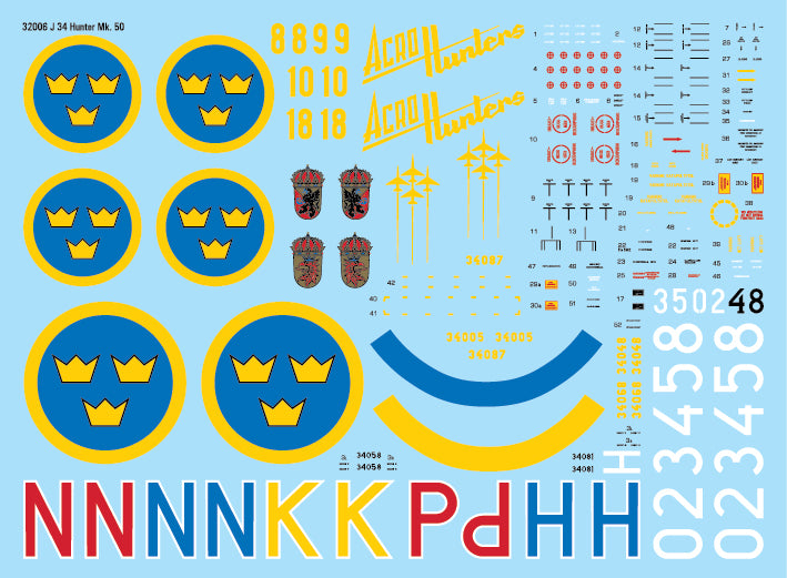 Moose Republic Decals RBDS32006 1:32 J 34 Hawker Hunter