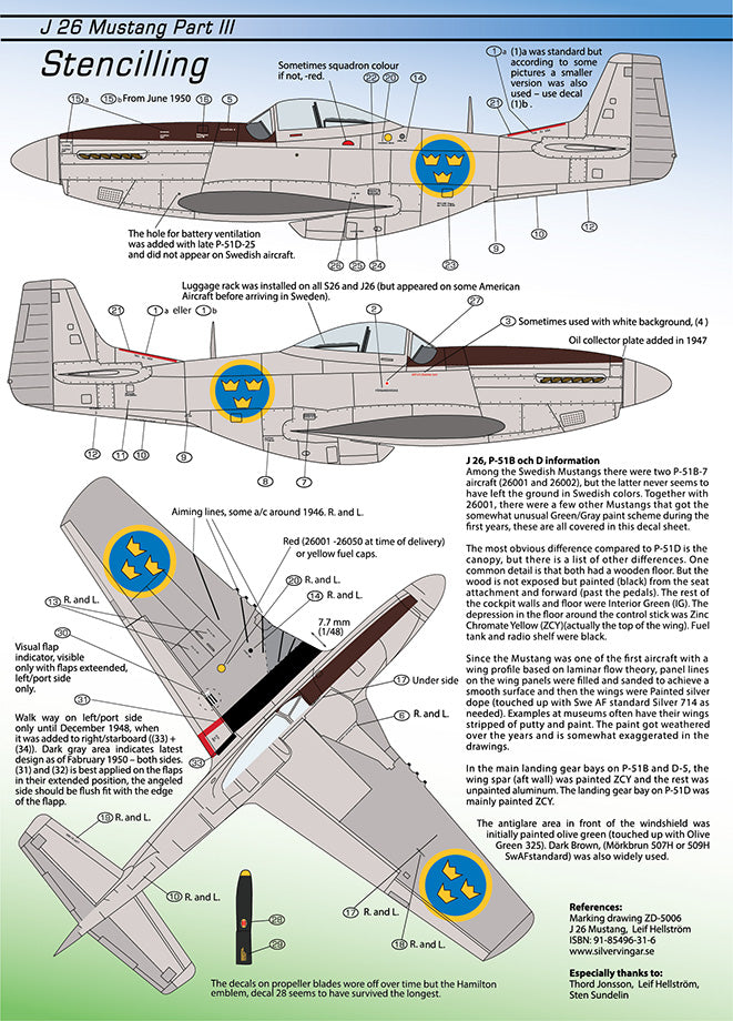 Moose Republic RBDS48004 1:48 P-51B/D Mustang Part 3 J 26/S 26
