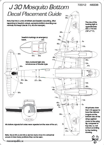 Moose Republic Decals RBDS48008 1:48 J 30/de Havilland Mosquito NF.30 Mk.XIX