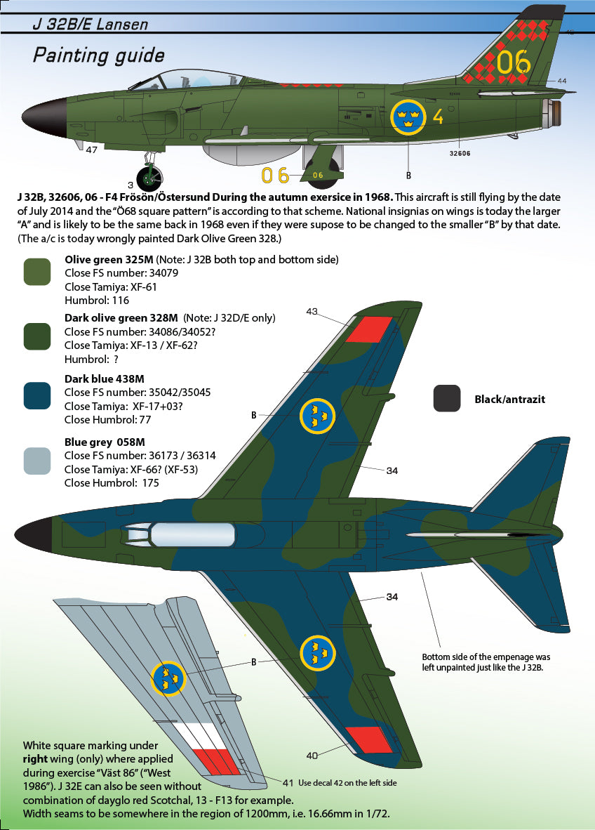 Moose Republic Decals RBDS48016 1:48 Saab J-32B/E 'Lansen' Interceptor & ECM