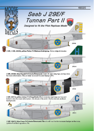 Moose Republic Decals RBDS48020 1:48 Saab J-29E/F Tunnan Part 2