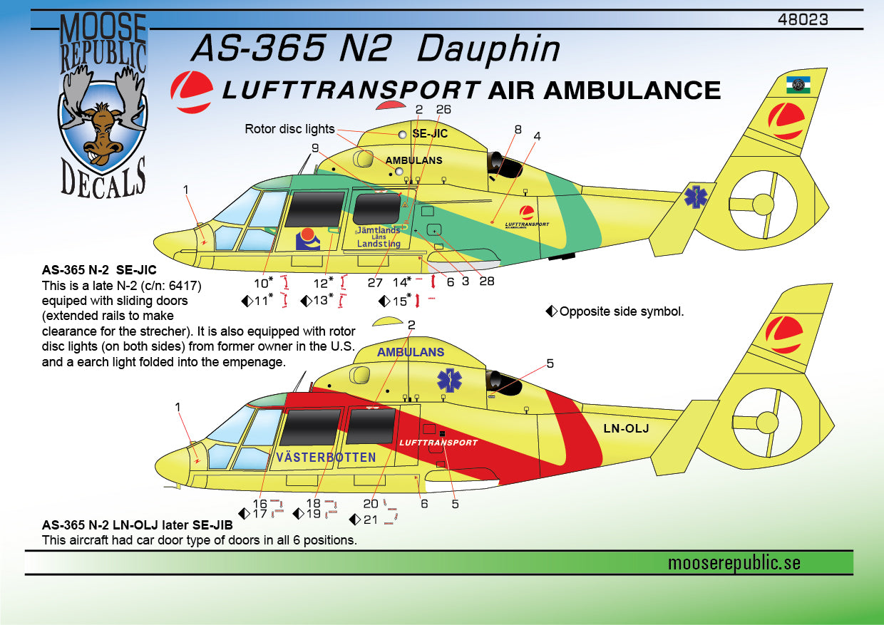 Moose Republic Decals RBDS48023 1:48 AS-365 Ambulance