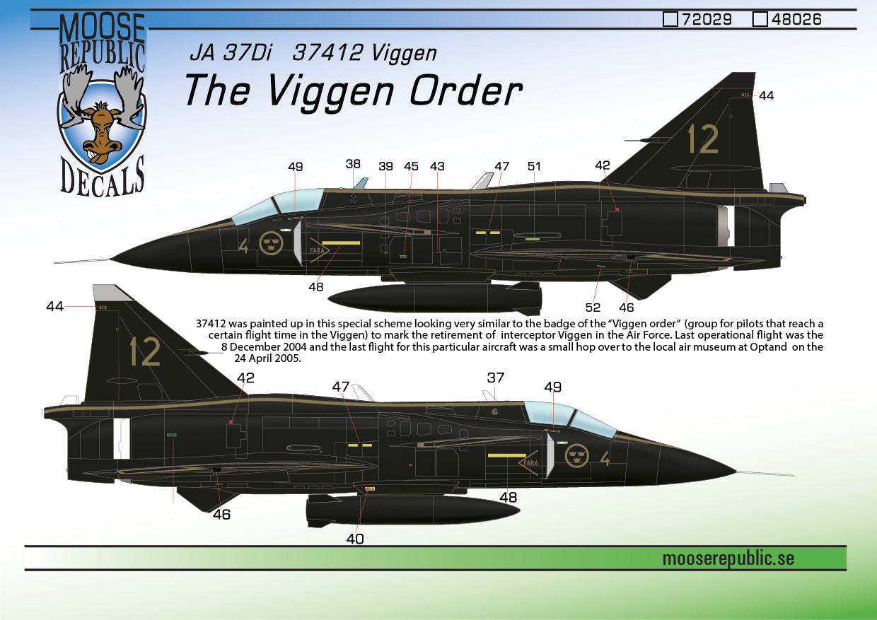 Moose Republic Decals RBDS48026 1:48 Saab JA-37Di 37412 The Viggen Order
