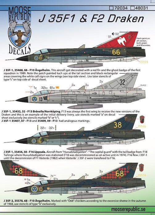 Moose Republic Decals RBDS48031 1:48 Saab J-35F-1/J35F-2