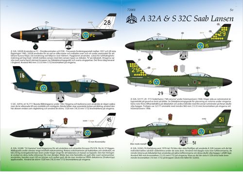 Moose Republic Decals RBDS72001 1:72 A 32A S 32C Saab 'Lansen'