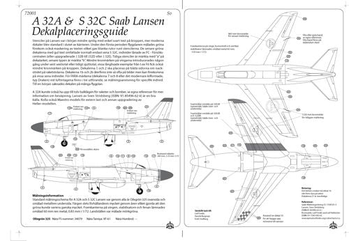 Moose Republic Decals RBDS72001 1:72 A 32A S 32C Saab 'Lansen'