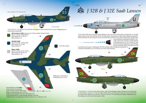 Moose Republic Decals RBDS72002 1:72 Saab J-32B/E 'Lansen'