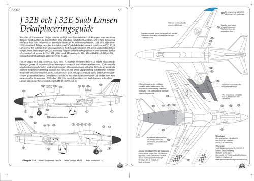 Moose Republic Decals RBDS72002 1:72 Saab J-32B/E 'Lansen'